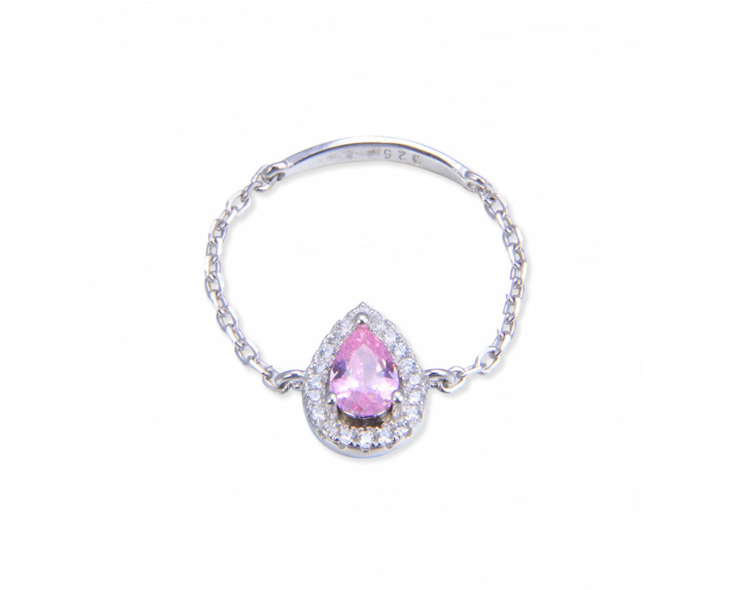 bague-goutte-rose-chainette-argent