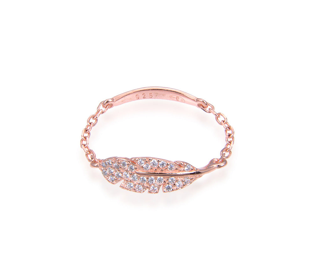 bague-chainette-plume-rose-gold