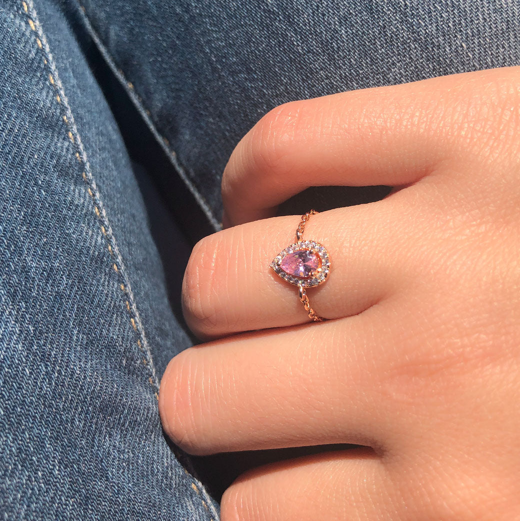 bague-chainette-poire-rose-gold