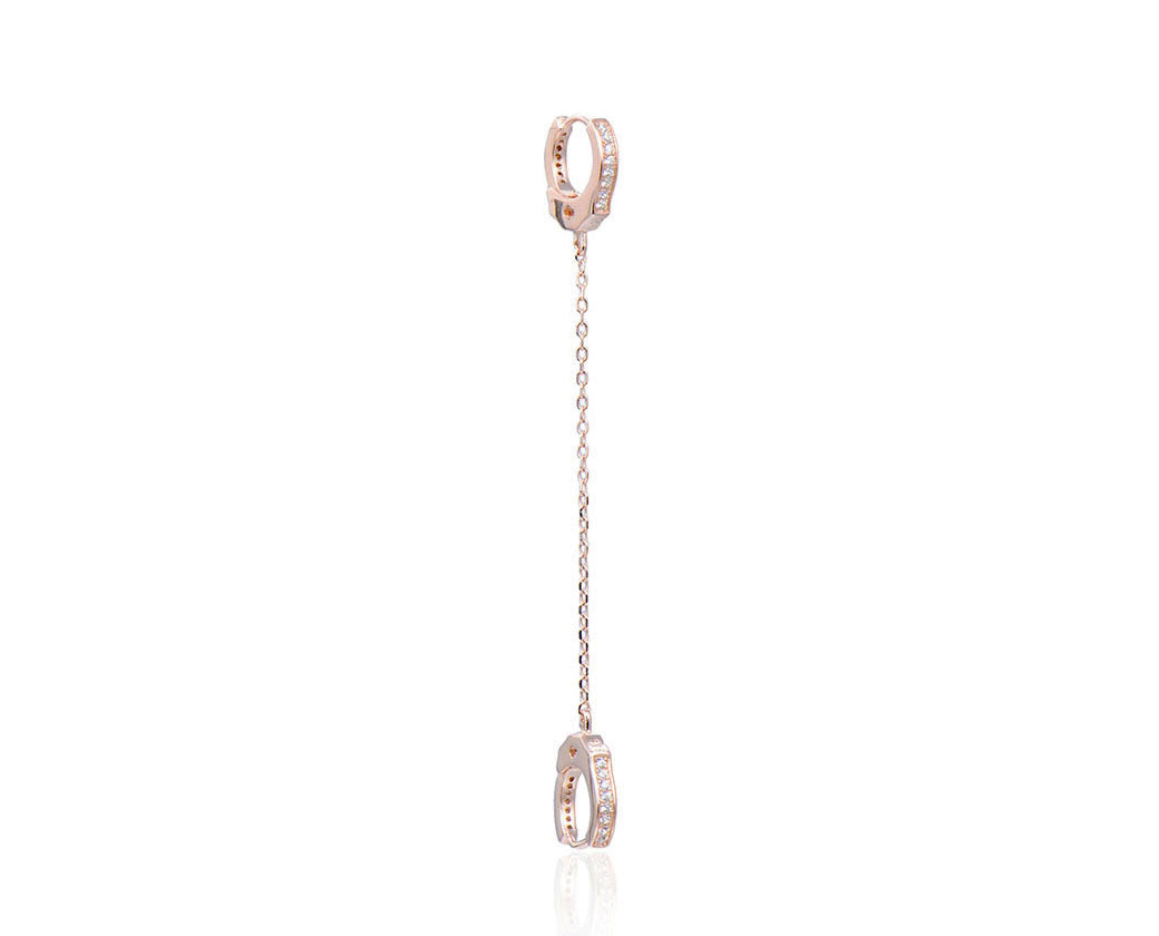 boucle-oreille-menottes-chaine-rose-gold