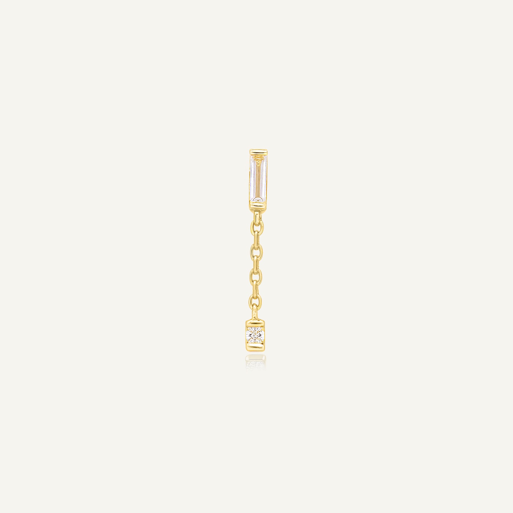 Boucle d'oreille chaînette baguette barbare