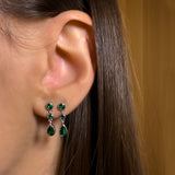 Mini boucle d'oreille pendante vert émeraude Raindrop