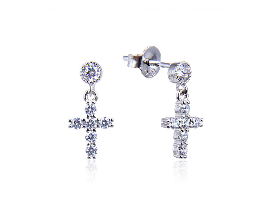 Boucles Croix Catholique en Argent 925 – Symbole de Foi Élégant et Boucles Croix Catholique en Argent 925 – Symbole de Foi Élégant et