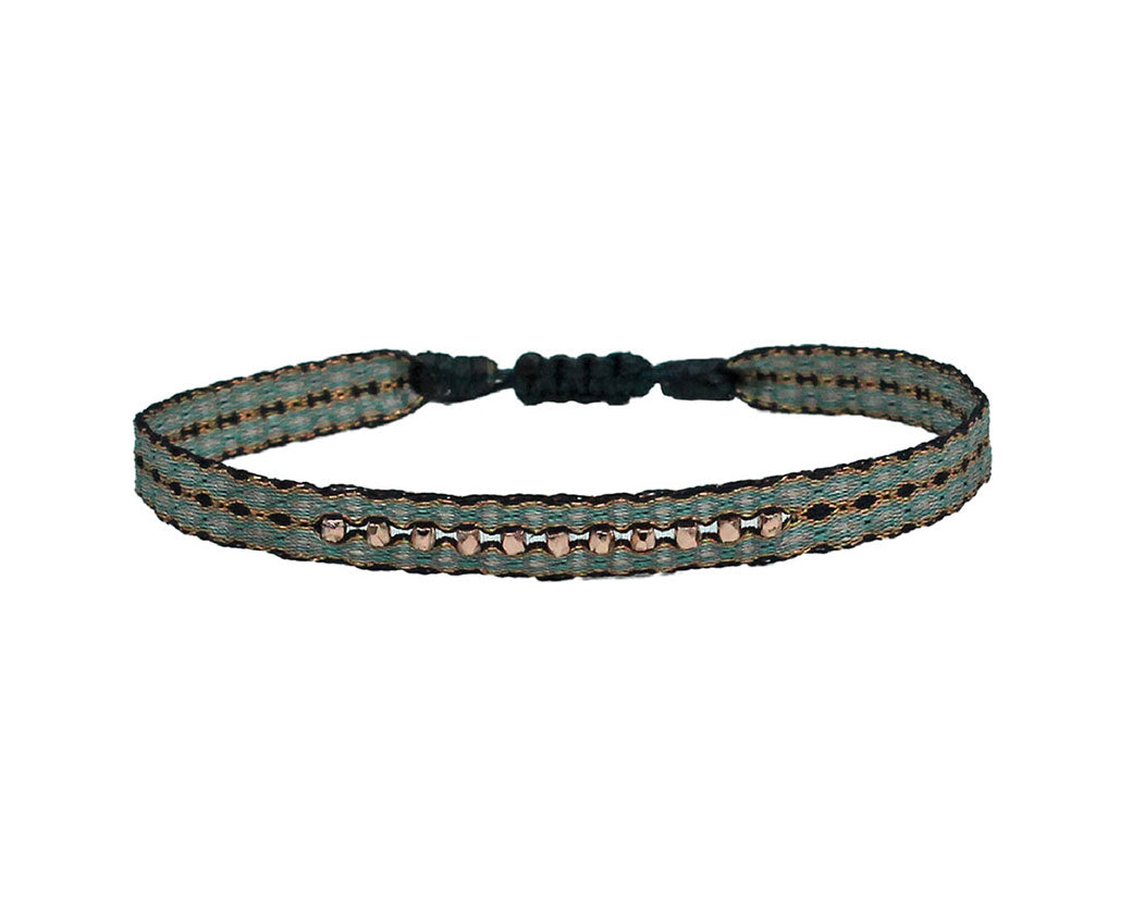 bracelet-homme-tissu-bleu-turquoise-perles-rose-gold