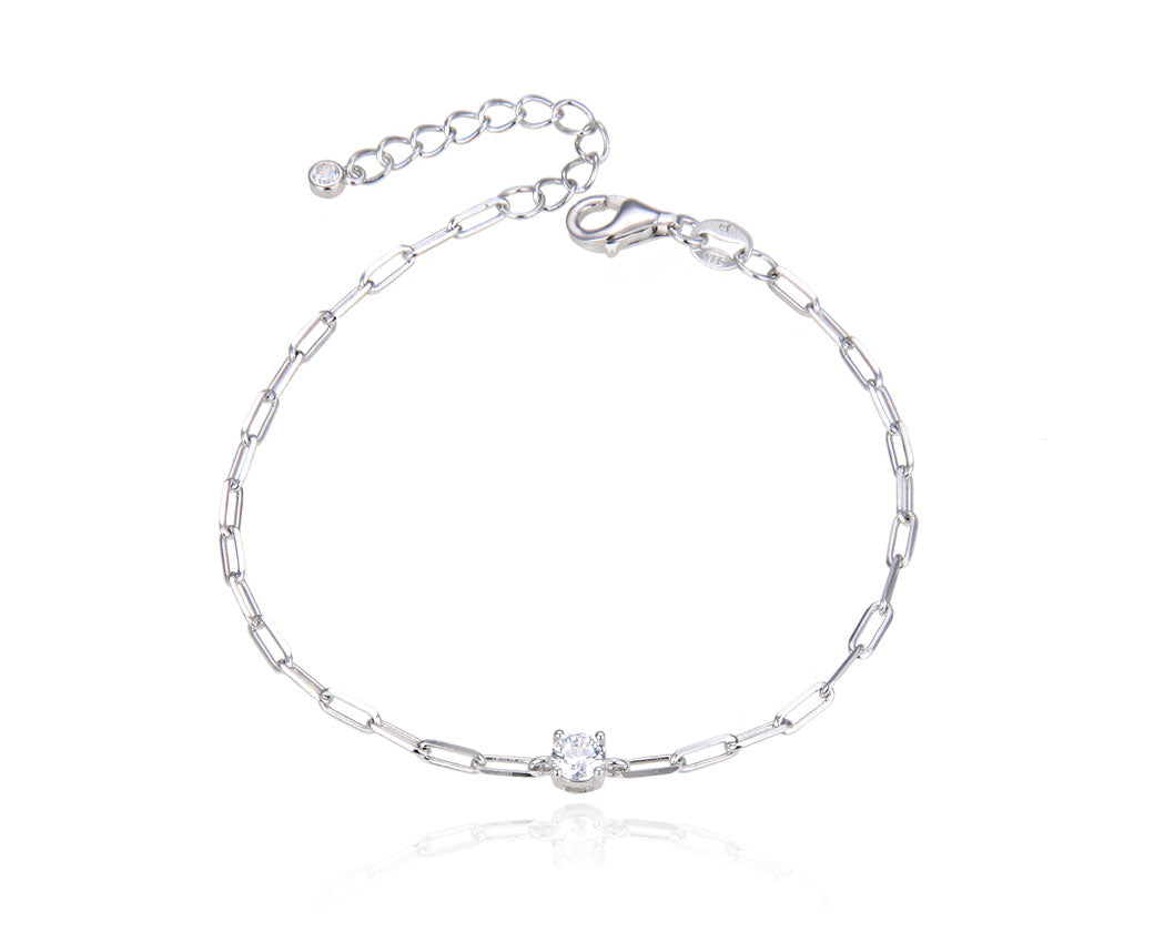 bracelet-chaine-maillons-solitaire-argent-brillant