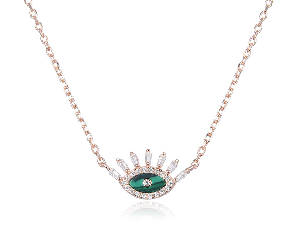 collier-oeil-vert-ayin-malachite-plaque-or-rose-zirconium