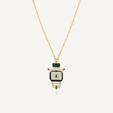 Collier pendentif totem pierre verte