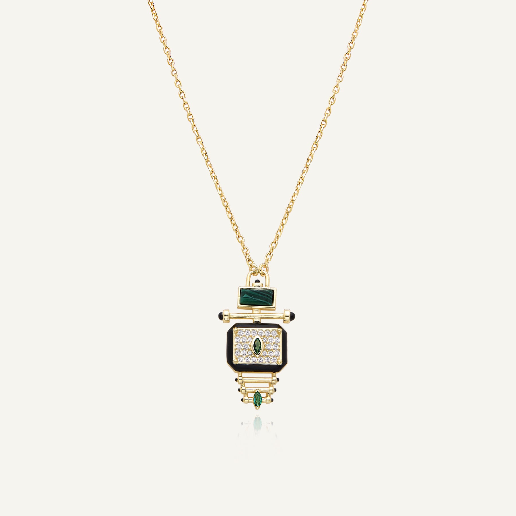 Collier pendentif totem pierre verte