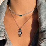 Collier pendentif totem pierre verte