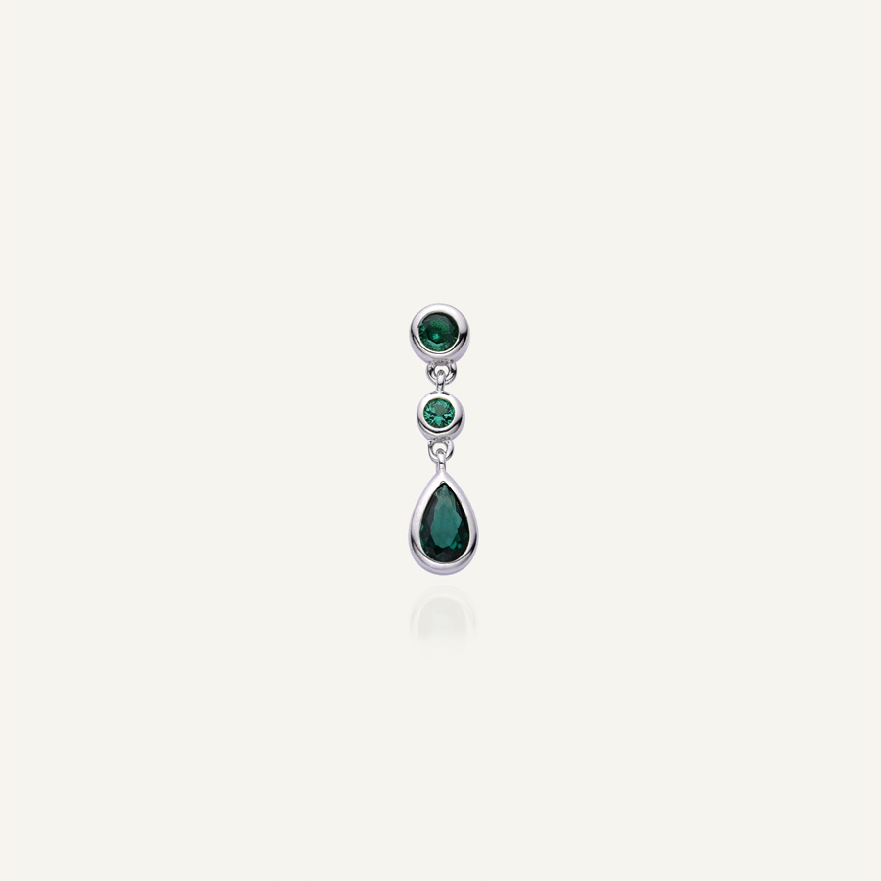 Mini boucle d'oreille pendante vert émeraude Raindrop