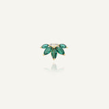 Piercing oreille Fleur vert Emeraude