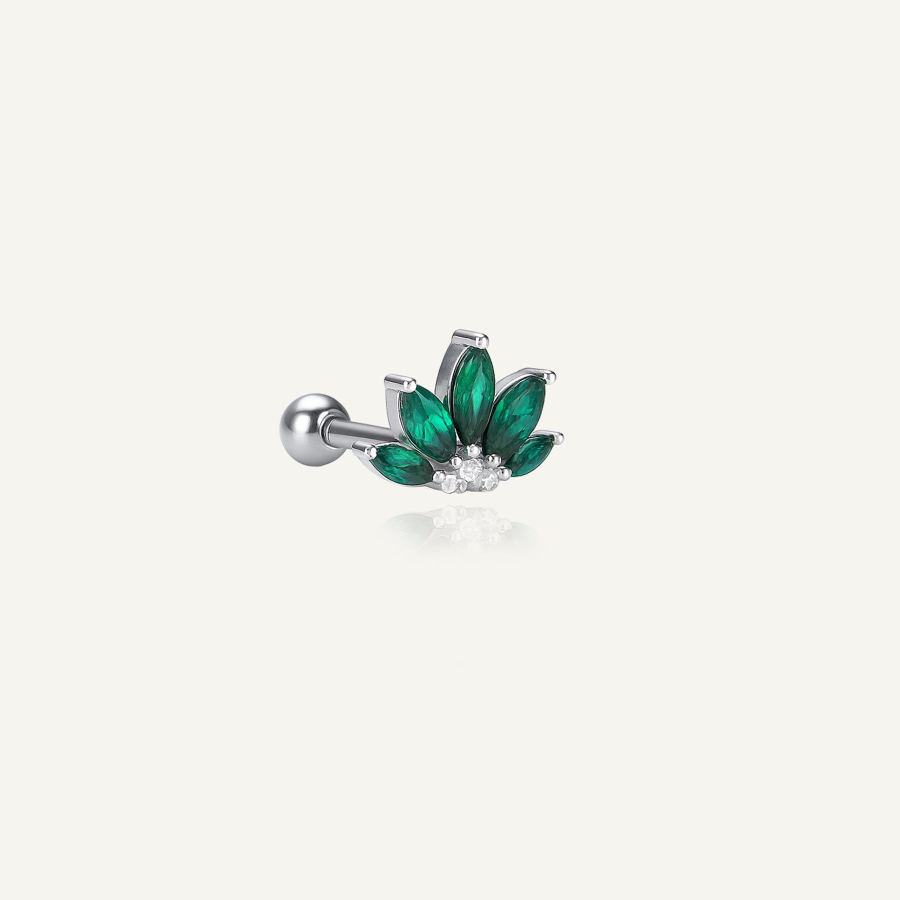 Piercing oreille Fleur vert Emeraude