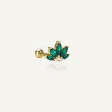 Piercing oreille Fleur vert Emeraude