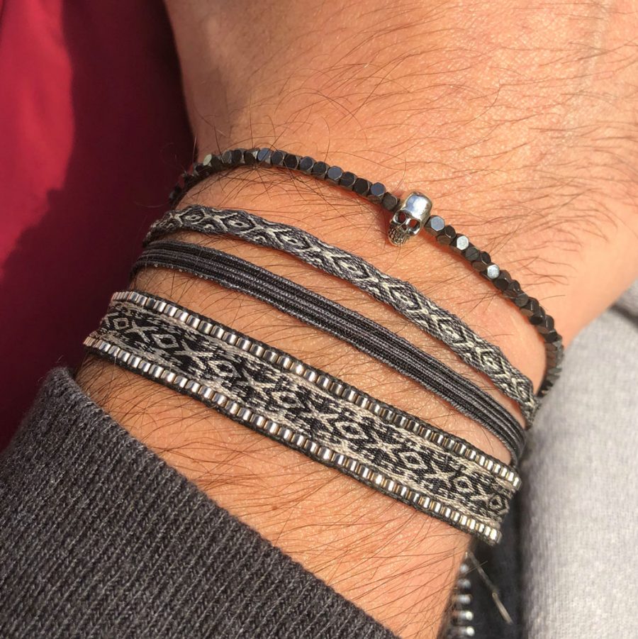 2-bracelets-ethniques-homme-tissu-gris