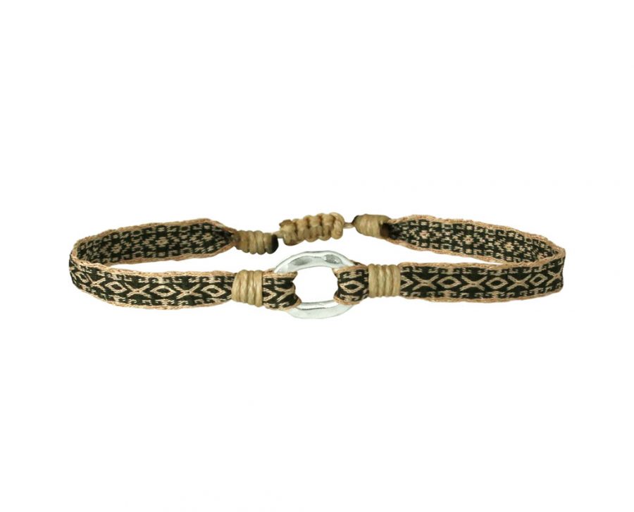 bracelet-tisse-kaki-beige-argent-925-leju
