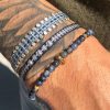 bracelet-homme-tissu-bleu-perles-argent