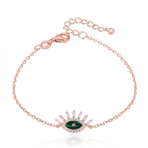 bracelet-oeil-vert-brillant-malachite-plaque-or-rose